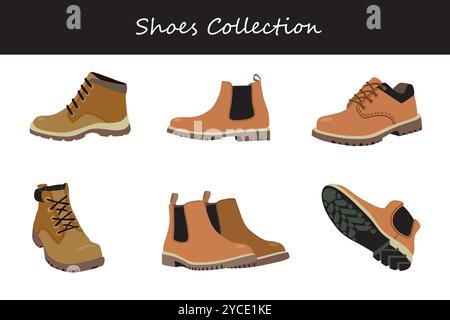 collezione di scarpe con stili diversi Illustrazione Vettoriale