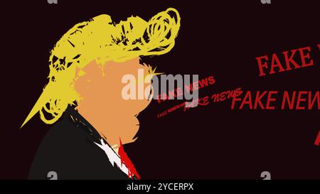 Animazione del presidente degli Stati Uniti che dice sempre notizie false Foto Stock