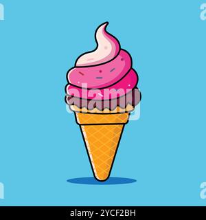 Icona Cartoon cono gelato – illustrazione degli alimenti dolci in stile piatto Illustrazione Vettoriale