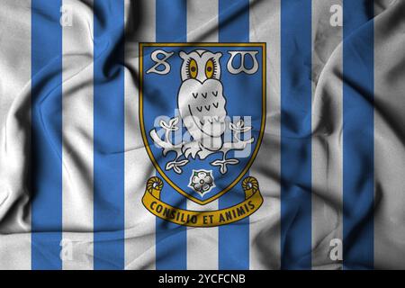 Pringsewu, lampung 23 ottobre 2024; Sheffield Wednesday Football Club, focus selettivo flag logo texture sfondo campionato EPL Foto Stock