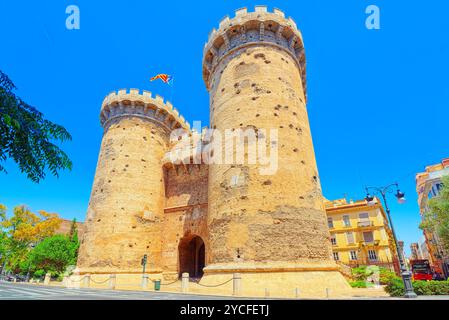 Torri di Quart (Torres de Quart) è una delle dodici porte che faceva parte delle antiche mura della città,della città di Valencia. Foto Stock