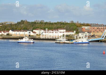 La Tyne Ferries presso South Shields attracca sul fiume Tyne nel nord dell'Inghilterra Foto Stock