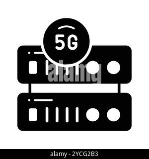 Icona del server di rete 5G dal design accattivante in stile moderno, con tecnologia vettoriale 5G. Illustrazione Vettoriale