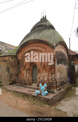 Tempio Aatchala Shiva del Jora Mandir. Baidyapur. Burdwan Orientale, Bengala Occidentale, India. Foto Stock