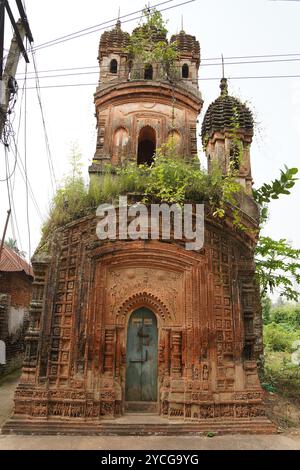 Tempio Nabaratna Shiva del Jora Mandir. Baidyapur. Burdwan Orientale, Bengala Occidentale, India. Foto Stock