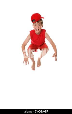 Happy crazy jumping boy Foto Stock