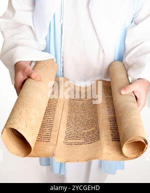 La Bibbia scorrere su pergamena gevil Foto Stock