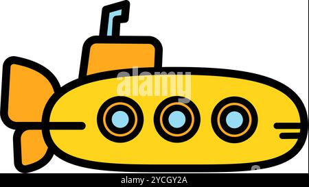 Sottomarino - icona vettoriale lineare Illustrazione Vettoriale