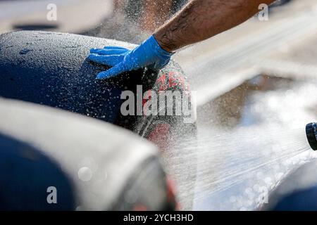 Austin, Stati Uniti. 20 ottobre 2024. Pirelli dettaglio pneumatici, durante la Formula 1 Pirelli United States Grand Prix 2024. Crediti: Alessio Morgese/Alessio Morgese/Emage/Alamy live news Foto Stock