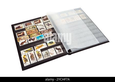 Album francobollo isolato su sfondo bianco Foto Stock
