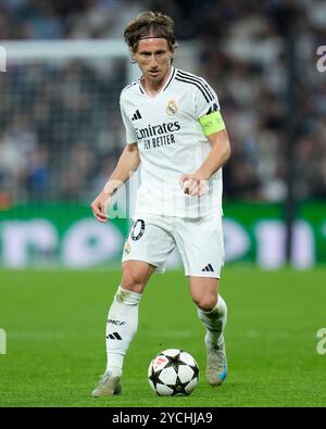 Madrid, Spagna. 22 ottobre 2024. Luka Modric del Real Madrid CF durante la partita di UEFA Champions League tra Real Madrid e Borussia Dortmund ha giocato allo stadio Santiago Bernabeu il 22 ottobre 2024 a Madrid, Spagna. (Foto di Cesar Cebolla/PRESSINPHOTO) credito: PRESSINPHOTO SPORTS AGENCY/Alamy Live News Foto Stock