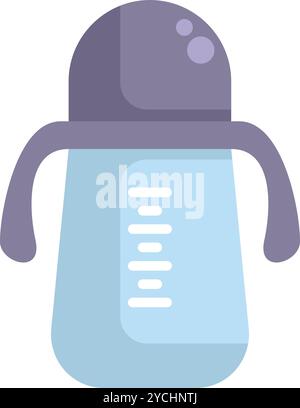 Il biberon con manici è progettato per allattare il latte o l'acqua al bambino Illustrazione Vettoriale