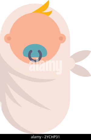 Il bambino dorme tranquillamente, ingoiato in una morbida coperta, con solo il suo adorabile volto visibile Illustrazione Vettoriale