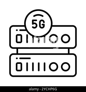 Icona del server di rete 5G dal design accattivante in stile moderno, con tecnologia vettoriale 5G. Illustrazione Vettoriale