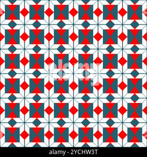 motivo natalizio senza cuciture, con forma geometrica a fiocchi di neve Illustrazione Vettoriale