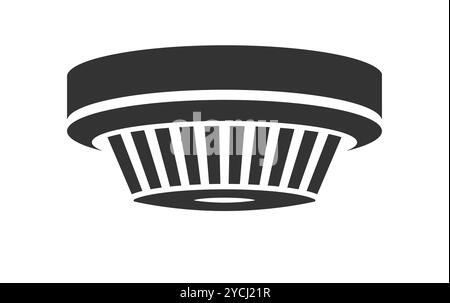 Testare i rilevatori di fumo. Simbolo dell'icona del rilevatore di fumo. Cartello con il logo dell'allarme antincendio. Attrezzature antincendio. Immagine di illustrazione vettoriale. Isolato sulla schiena bianca Illustrazione Vettoriale