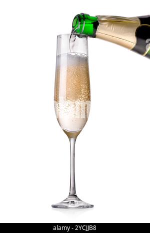 Champagne versando in un bicchiere Foto Stock