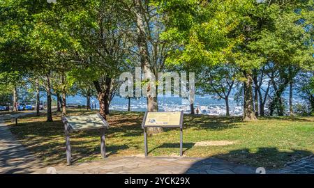 Vista panoramica di Chattanooga, Tennessee, da Point Park, dal punto settentrionale di Lookout Mountain e parte del Chickamauga & Chattanooga National Military Park. Foto Stock