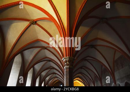 Sala da pranzo (Gran Refettorio) nel castello di Malbork, ex castello di Marienburg, sede del Gran Maestro dei Cavalieri Teutonici, Malbork, Polonia Foto Stock