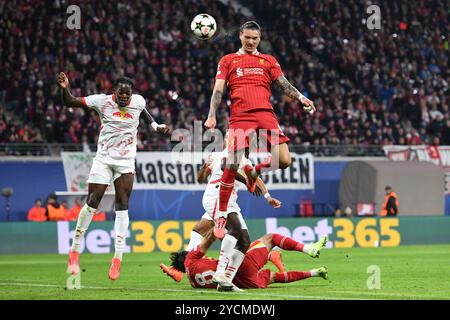 Darwin Nunez (Liverpool FC, #9) GER, RB Leipzig vs. Liverpool FC, football, UEFA Champions League, Saison 2024/2025, 3. SPIELTAG, 23.10.2024 (LE NORMATIVE DFL VIETANO QUALSIASI USO DI FOTOGRAFIE COME SEQUENZE DI IMMAGINI E/O QUASI-VIDEO). Foto: Eibner-Pressefoto/Ryan Sleiman Foto Stock