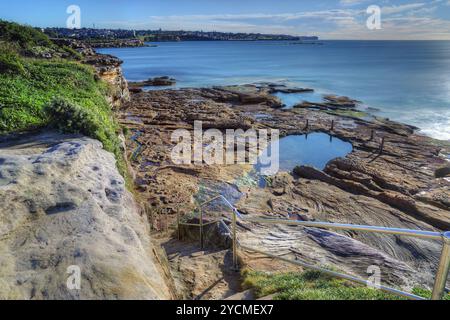 South Coogee si affaccia sull'oceano a nord verso i sobborghi orientali di Sydney Foto Stock