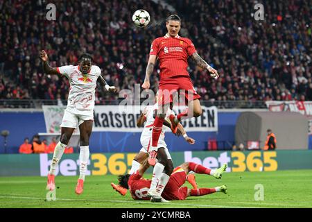 Lipsia, Germania. 23 ottobre 2024. Darwin Nunez (Liverpool FC, #9) GER, RB Leipzig vs. Liverpool FC, football, UEFA Champions League, Saison 2024/2025, 3. SPIELTAG, 23.10.2024 (LE NORMATIVE DFL VIETANO QUALSIASI USO DI FOTOGRAFIE COME SEQUENZE DI IMMAGINI E/O QUASI-VIDEO). Foto: Eibner-Pressefoto/Ryan Sleiman credito: dpa/Alamy Live News Foto Stock