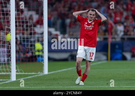 23 ottobre 2024. Lisbona, Portogallo. L'attaccante del Benfica dalla Turchia Kerem Akturkoglu (17) in azione durante la partita della fase a gironi per la UEFA Champions League, Benfica vs Feyenoord crediti: Alexandre de Sousa/Alamy Live News Foto Stock