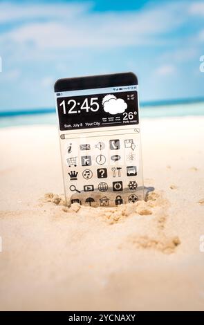 Smart phone con un display trasparente. Foto Stock