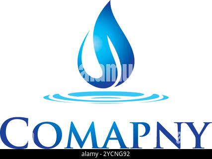 Acqua goccia yoga fitness natura pura trattamento di salute business logo design per la fascia tecnologica e società correlata, vettore astratto modificabile Illustrazione Vettoriale