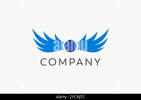 Design del logo aziendale Wing Bird per fascia tecnologica e società collegata, vettore astratto modificabile Illustrazione Vettoriale