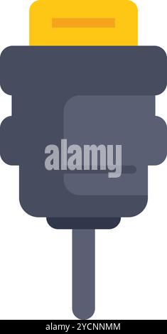 Questa icona vettoriale piatta raffigura un connettore per cavo hdmi, utilizzato per trasmettere segnali audio e video di alta qualità Illustrazione Vettoriale
