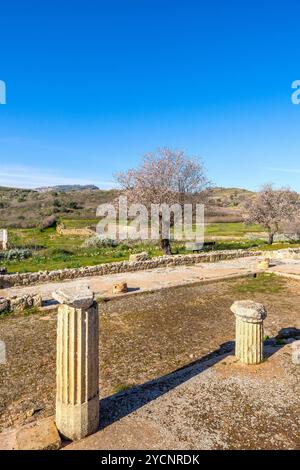 Area archeologica di ​​Morgantina, Aidone, Enna, Sicilia, Italia Foto Stock