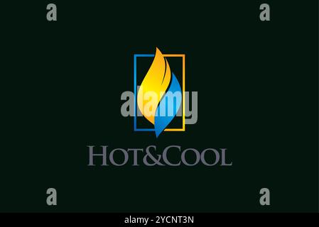 Fuoco fiamme natura combustione energia generazione di energia design del logo aziendale per banda tecnologica e società collegata, vettore astratto modificabile Illustrazione Vettoriale