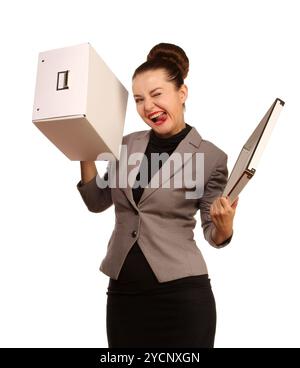 Ritratto di bella donna con scatola Foto Stock