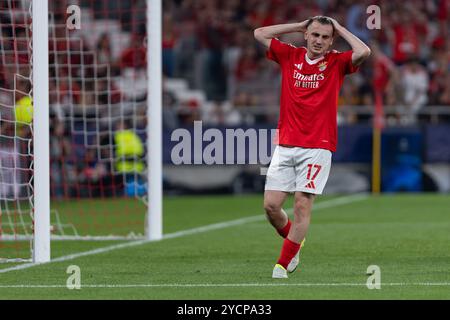 23 ottobre 2024. Lisbona, Portogallo. L'attaccante del Benfica dalla Turchia Kerem Akturkoglu (17) in azione durante la partita della fase a gironi per la UEFA Champions League, Benfica vs Feyenoord crediti: Alexandre de Sousa/Alamy Live News Foto Stock
