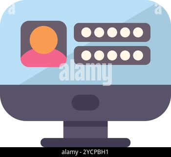 Computer che visualizza il profilo utente con modulo di accesso e password, concetto di account utente, accesso, vecchia interfaccia del computer Illustrazione Vettoriale