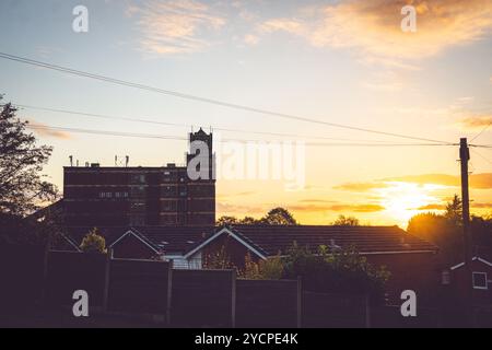 Goyt Mill al tramonto, Marple Foto Stock