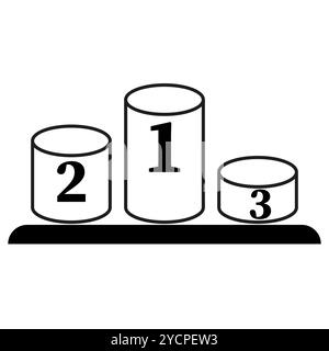 Icona classifica podio. Numero del primo posto. Bianco e nero minimalista. Simbolo vettoriale. Illustrazione Vettoriale