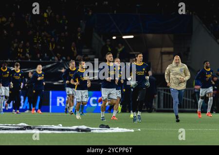 Berna, Svizzera. 23 ottobre 2024. Berna, Svizzera, 23 ottobre 2024: Riscaldamento del FC Internazionale prima della partita di calcio della UEFA Champions League tra BSC Young Boys e FC Internazionale allo Stadion Wankdorf di Berna, Svizzera. Philipp Kresnik (Philipp Kresnik/Kresnikphotographie/SPP) credito: SPP Sport Press Photo. /Alamy Live News Foto Stock