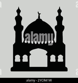 Logo Mosjid minar con sfondo bianco Illustrazione Vettoriale