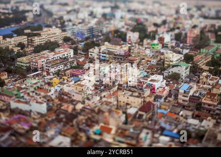 India vista panoramica di Tiruchirappalli (tilt shift lente) Foto Stock