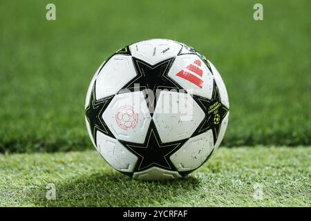 Partita ufficiale dell'Adidas durante la fase di UEFA Champions League, League, partita 3 tra FC Barcelona e Bayern Monaco il 23 ottobre 2024 all'Estadi Olimpic Lluis Companys di Barcellona, Spagna Foto Stock