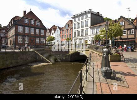 Stade, 25.05.2008, Old Town Stade, al mercato del pesce, vecchio porto, Stade, Scjleswig-Holstein, Germania, Europa Foto Stock