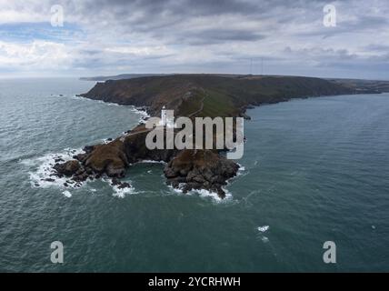 Vista aerea del faro di Start Point e del promontorio nel Devon meridionale sul canale della Manica Foto Stock