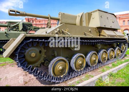 Repubbliche semovente installazione di artiglieria del Su-76 nel Museo di Artiglieria Foto Stock