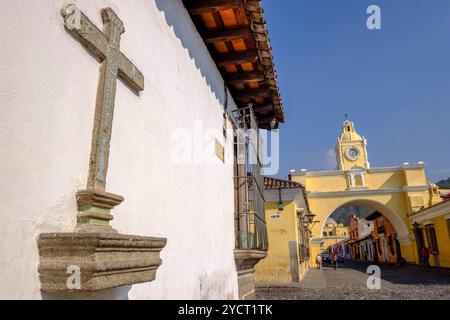 Arco di Santa Catalina, arco del vecchio coinvento, Antigua Guatemala, dipartimento di Sacatepéquez, Guatemala, America centrale Foto Stock