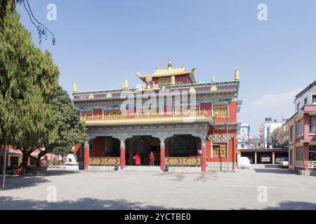 Pal Dilyak monastero vicino Boudhanath, Kathmandu, Nepal Foto Stock