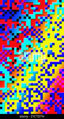 Effetto astratto pixelato colorato arcobaleno 8 bit gioco rétro Glitch pixel Noise Foto Stock