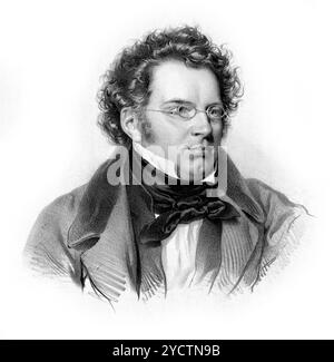 Franz Schubert (1797-1828), compositore austriaco. Lithographie von Josef Kriehuber, 1846 anni Foto Stock