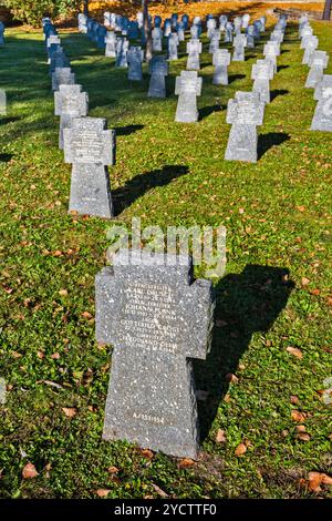 Cimitero dei soldati tedeschi della seconda guerra mondiale, uccisi nella battaglia del passo di Dukla, nel villaggio di Hunkovce, vicino a Svidnik, regione di Prešov, Slovacchia Foto Stock